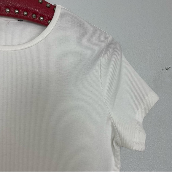 Cropped Ribbed Baby Tee | White | Size Small - Picture 3 of 9